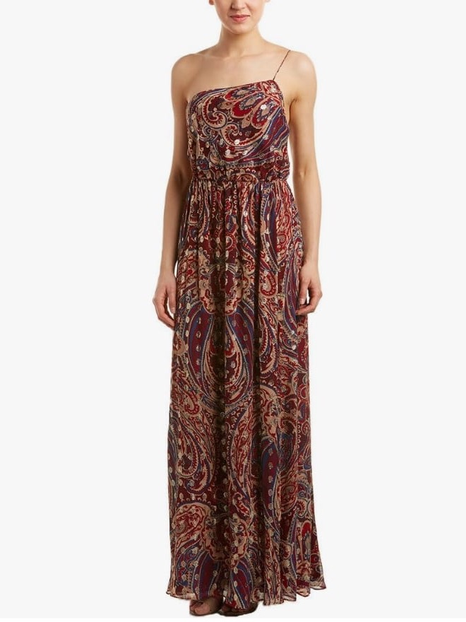 Haute Hippie Women's One Shoulder Gown Maxi Dress In Kennedy Metallic Sz L